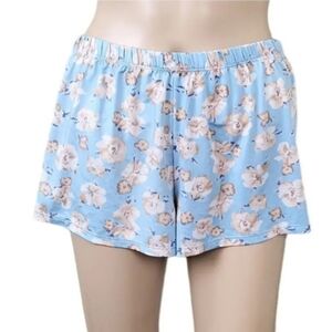 Laura Ashley Women's Medium Light Blue Floral Print Sleep Shorts